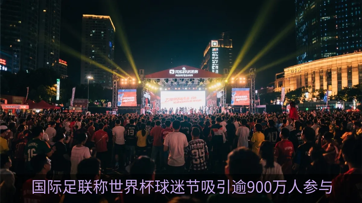 夜间户外足球观赛活动的人群与灯光